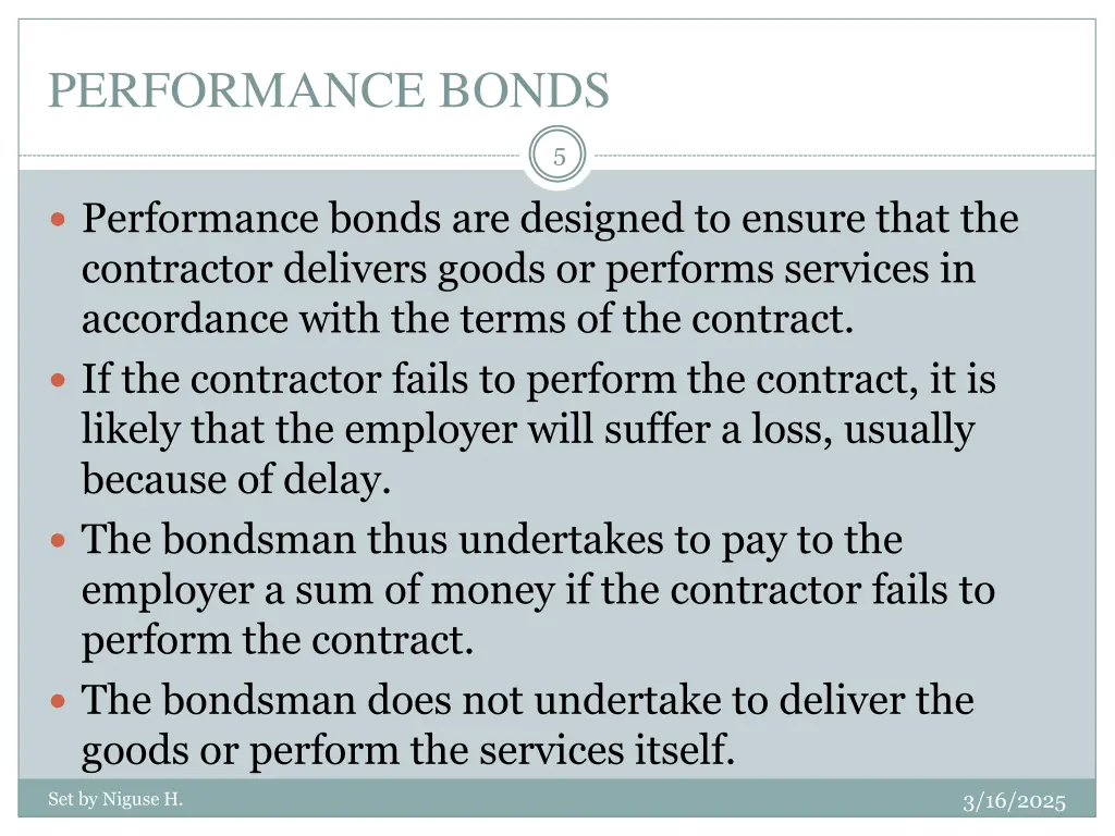 performance bonds