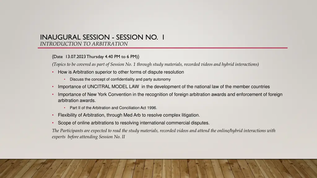 inaugural session session no 1 introduction