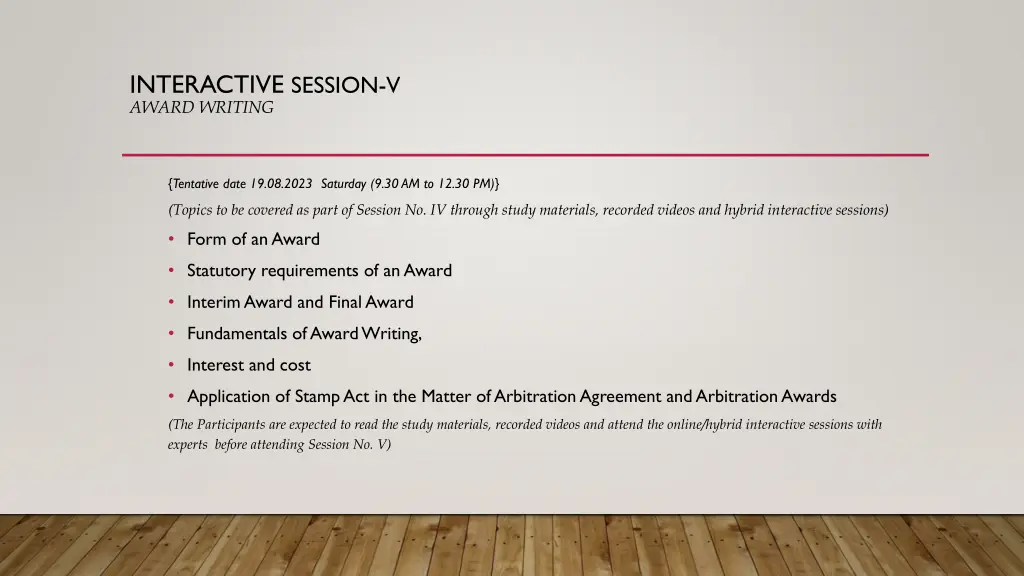 interactive session v award writing