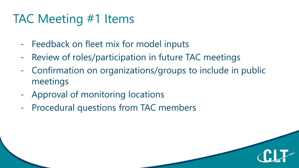 tac meeting 1 items