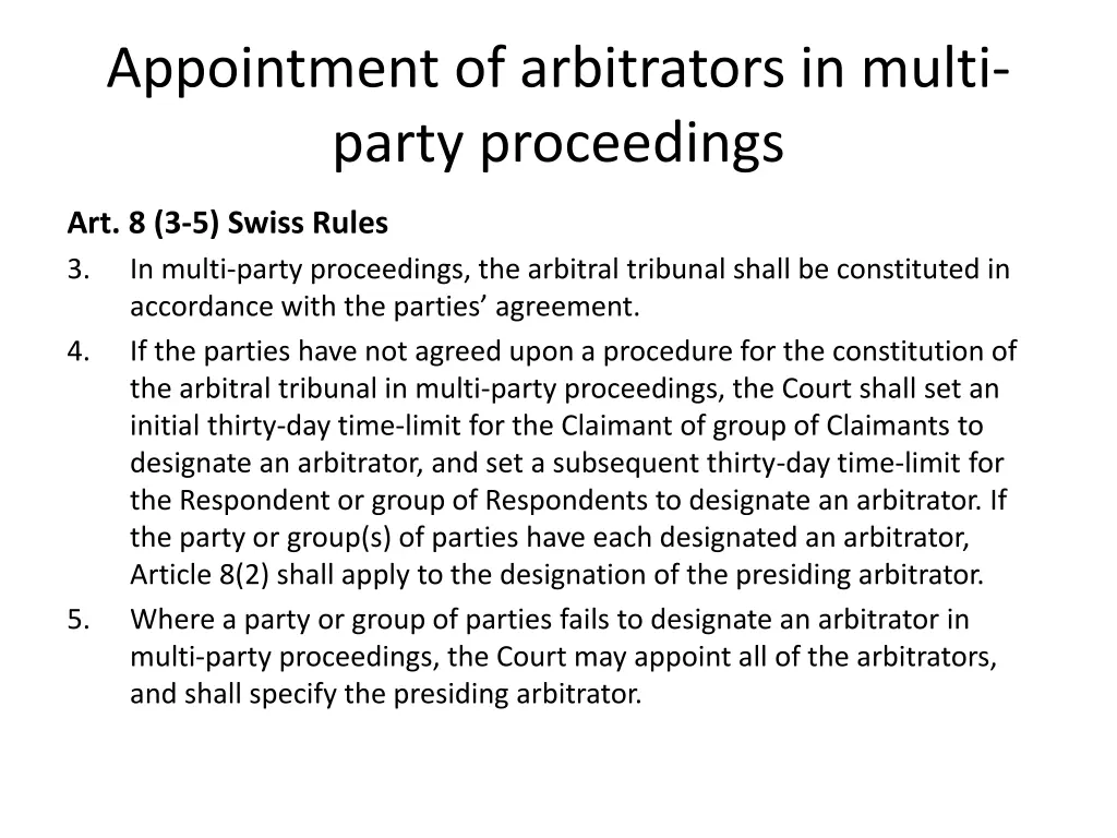 appointment of arbitrators in multi party 6