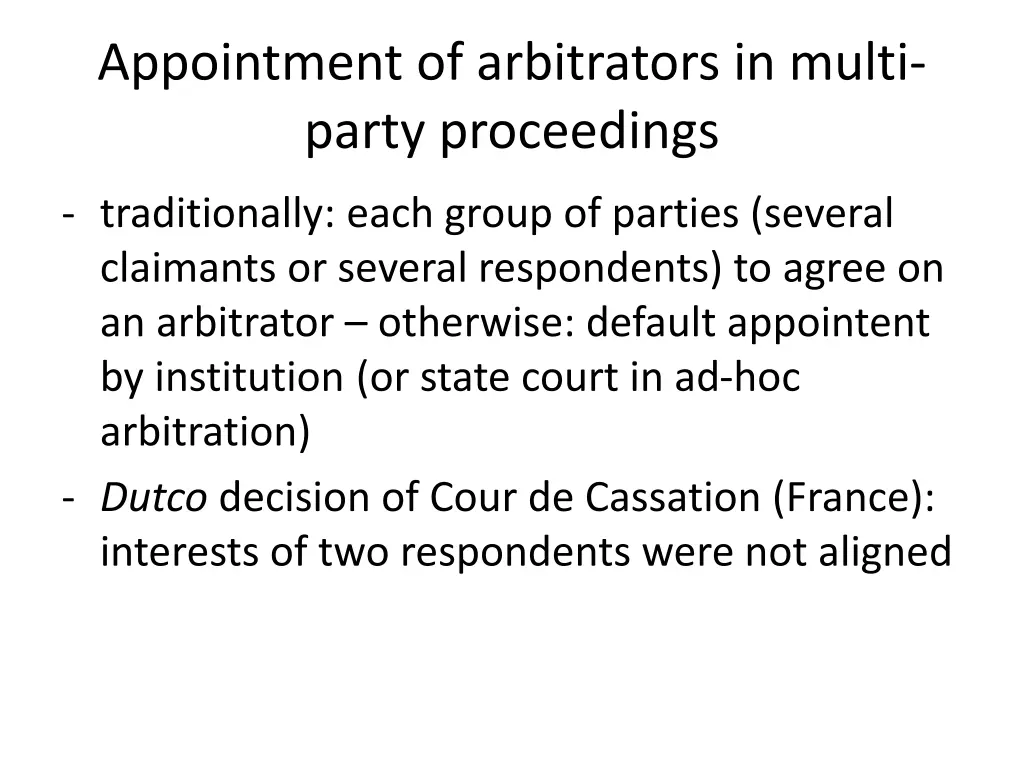 appointment of arbitrators in multi party