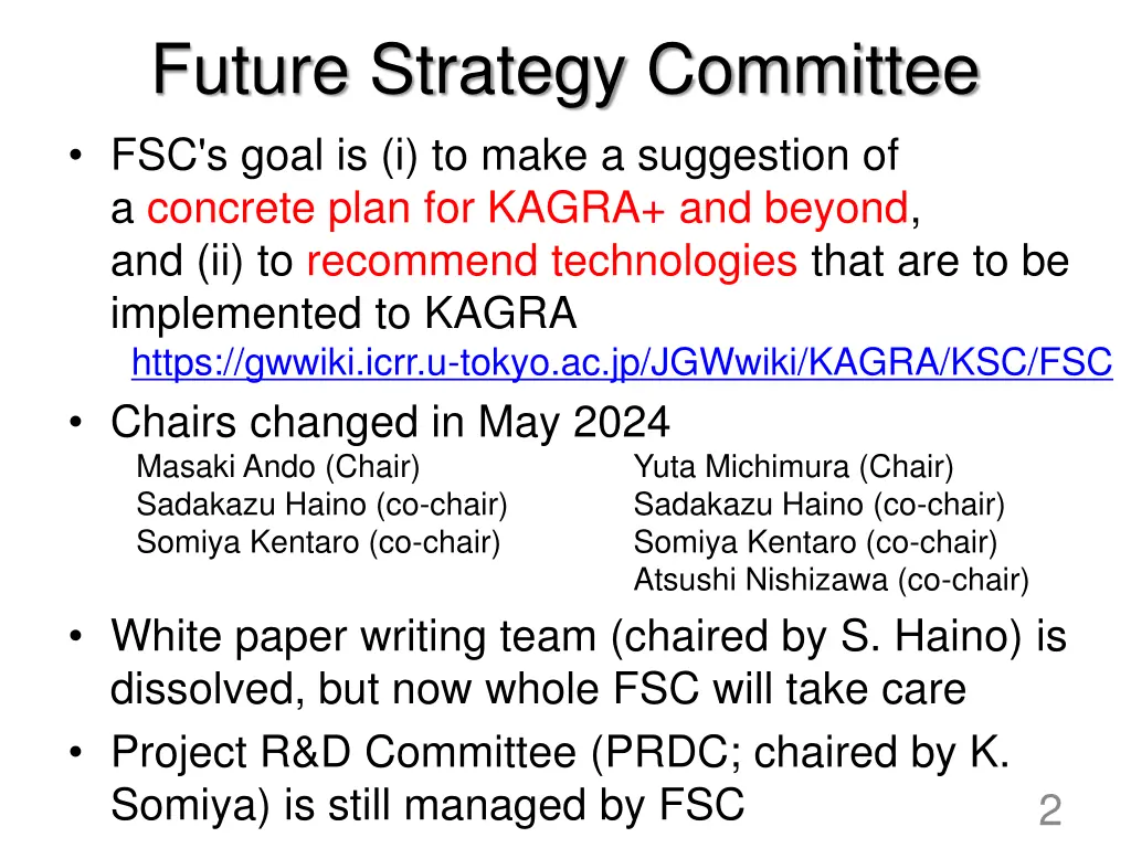 future strategy committee fsc s goal is i to make