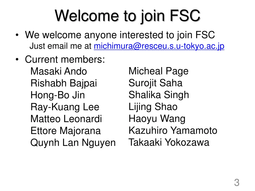 welcome to join fsc we welcome anyone interested