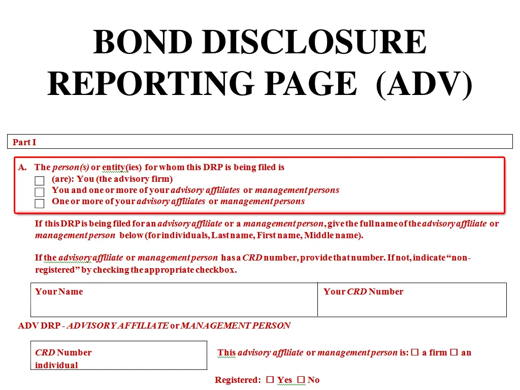 bond disclosure reporting page adv