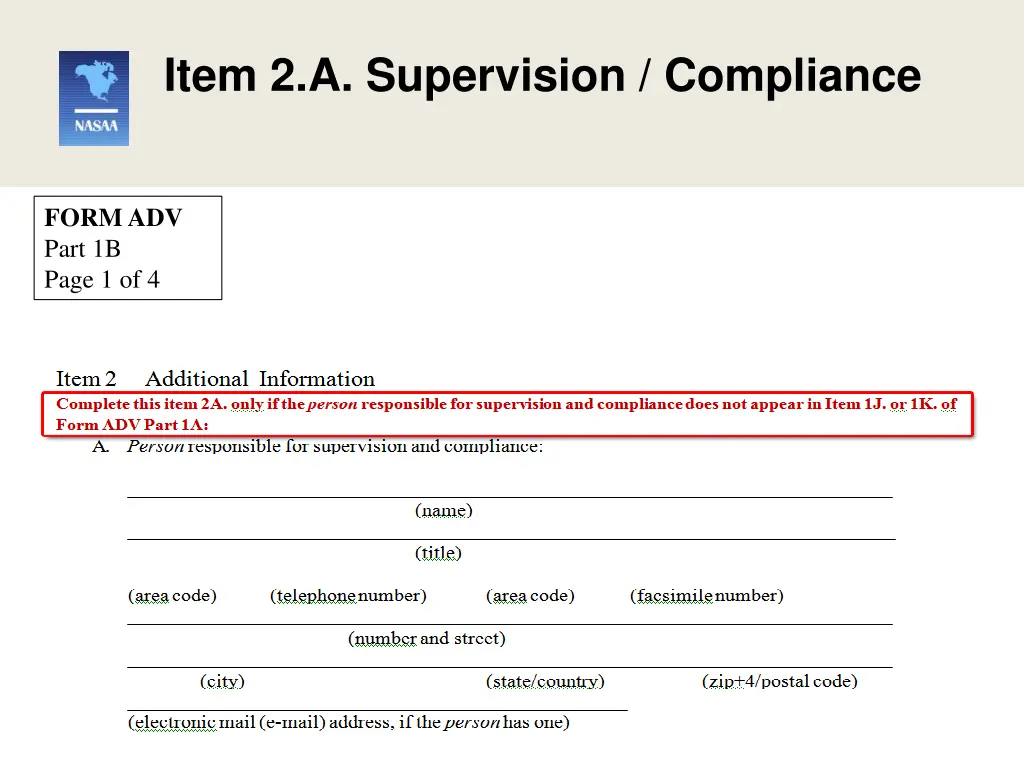 item 2 a supervision compliance