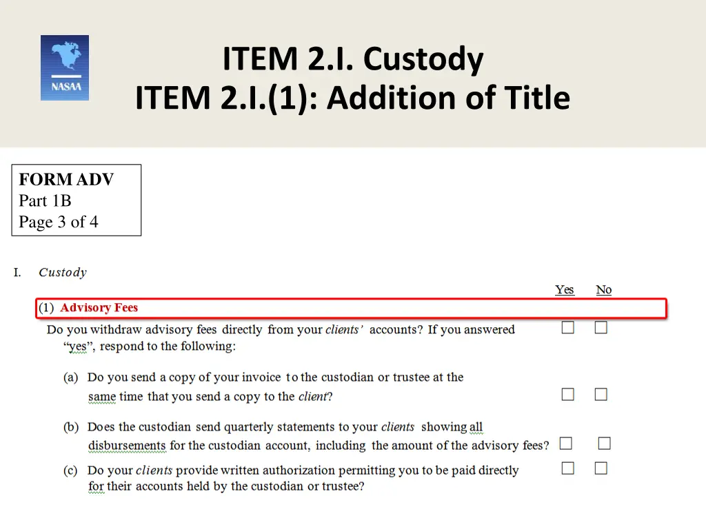 item 2 i custody item 2 i 1 addition of title