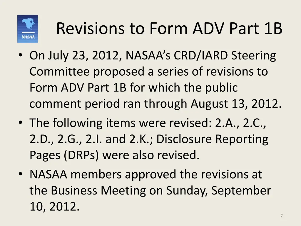 revisions to form adv part 1b