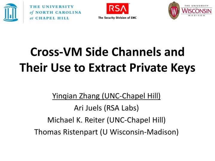 cross vm side channels and their use to extract