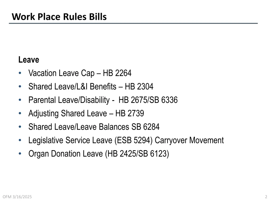 work place rules bills