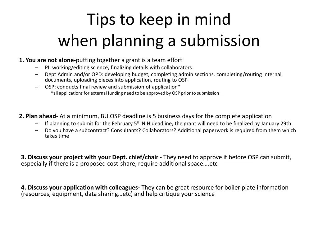 tips to keep in mind when planning a submission