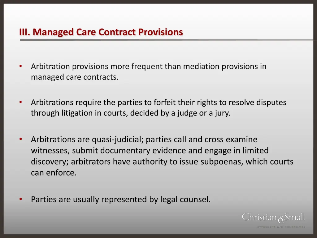 iii managed care contract provisions 13