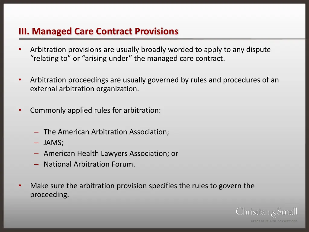 iii managed care contract provisions 15
