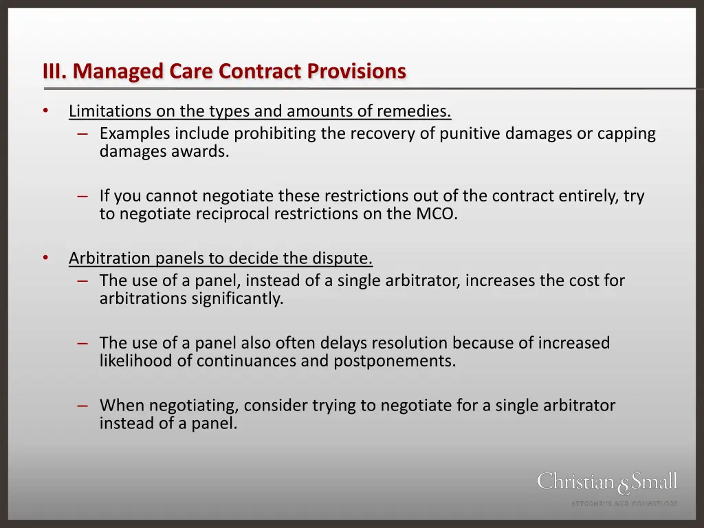 iii managed care contract provisions 18