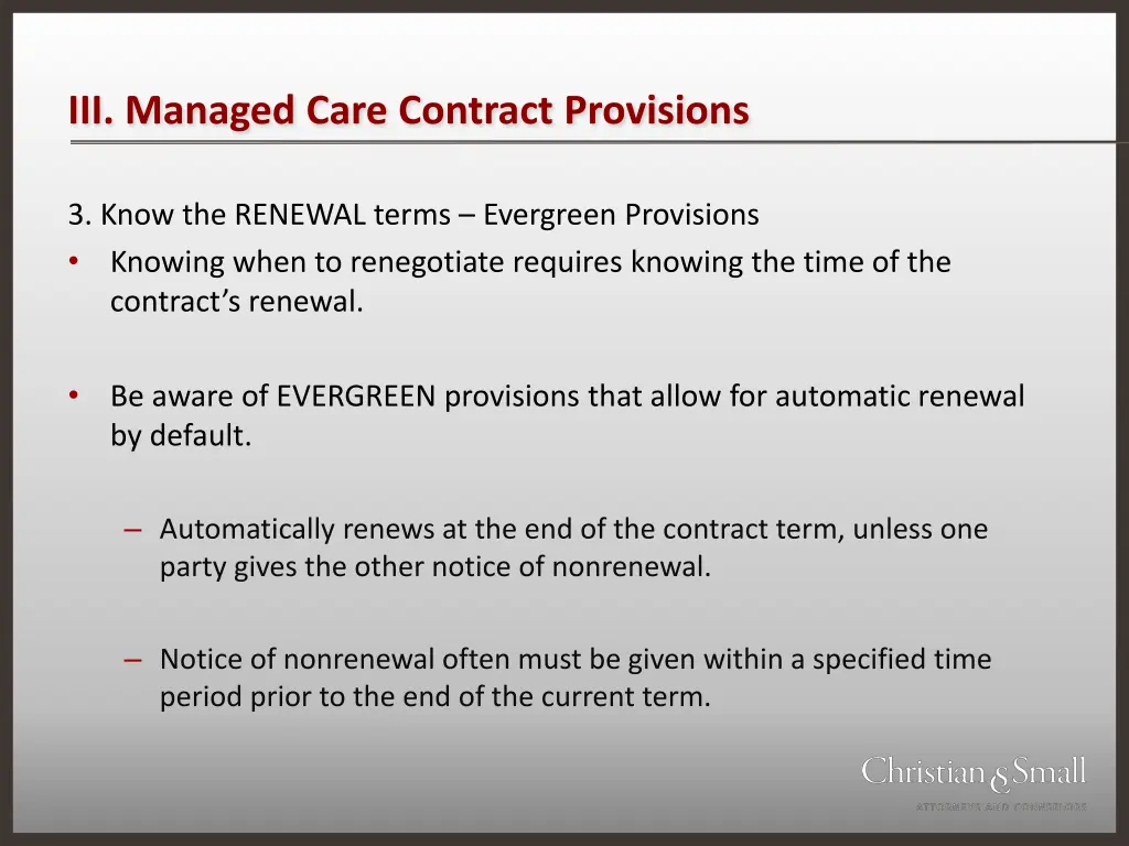 iii managed care contract provisions 5