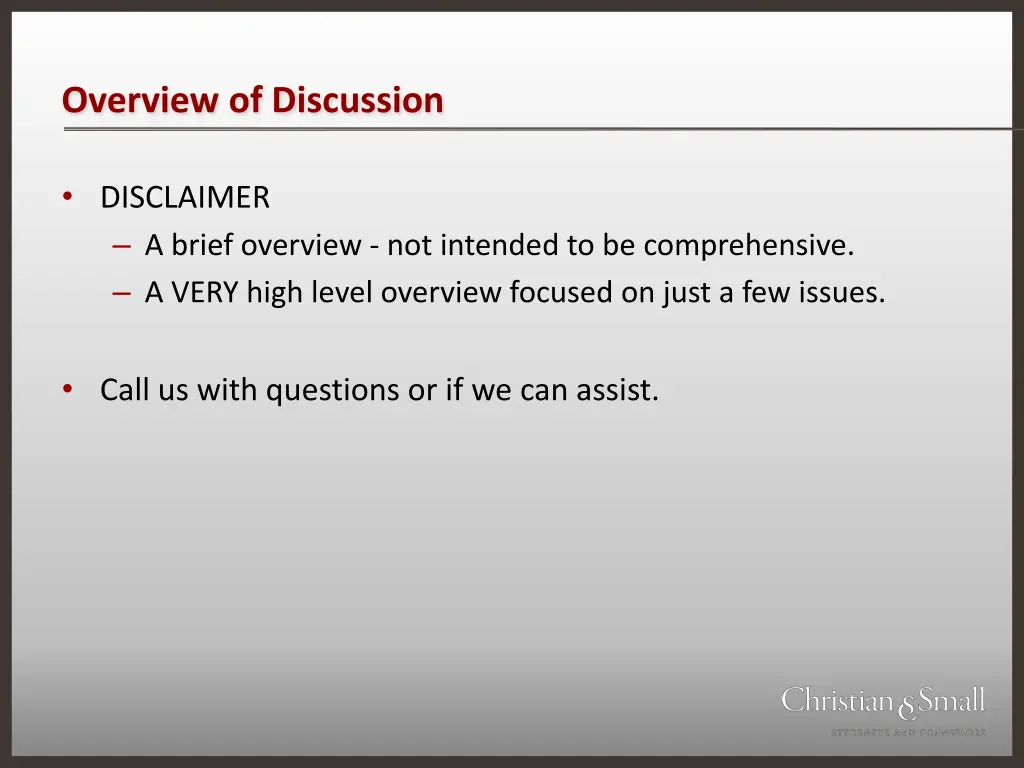 overview of discussion 1