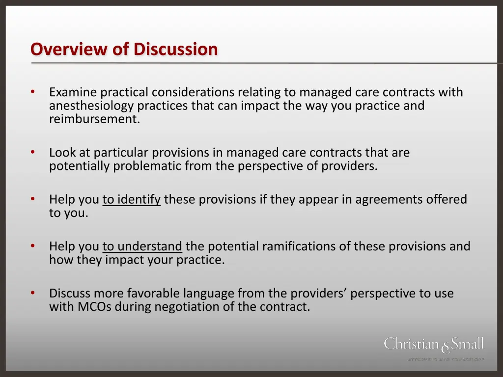 overview of discussion
