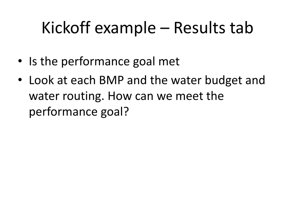 kickoff example results tab