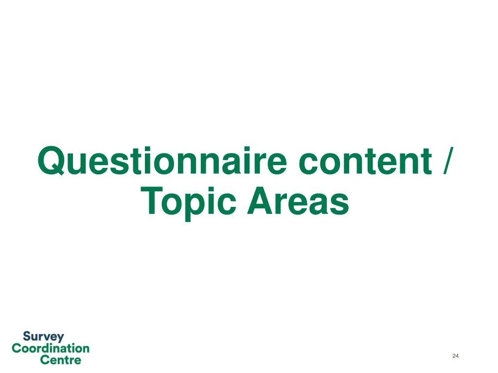 questionnaire content topic areas