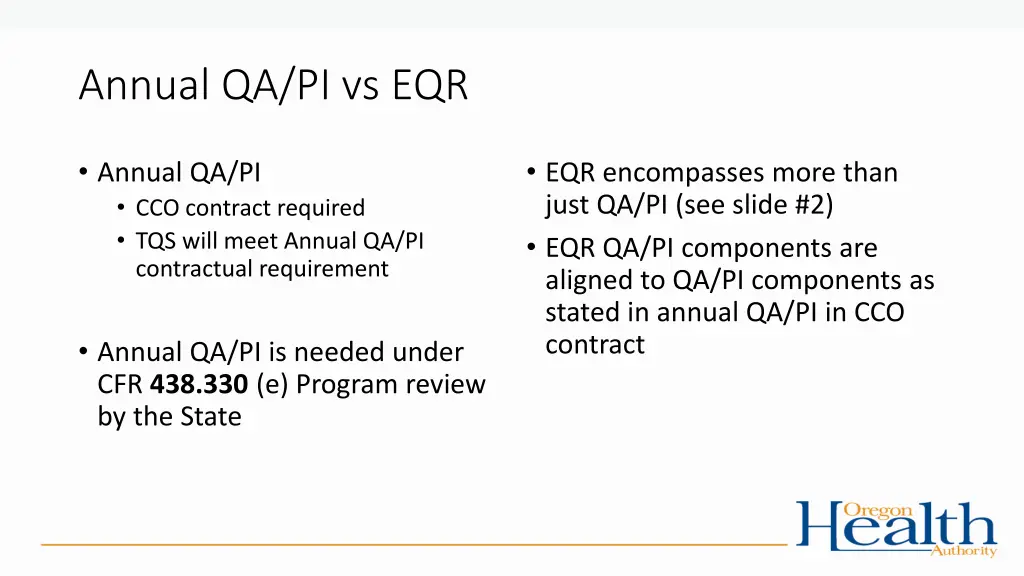 annual qa pi vs eqr