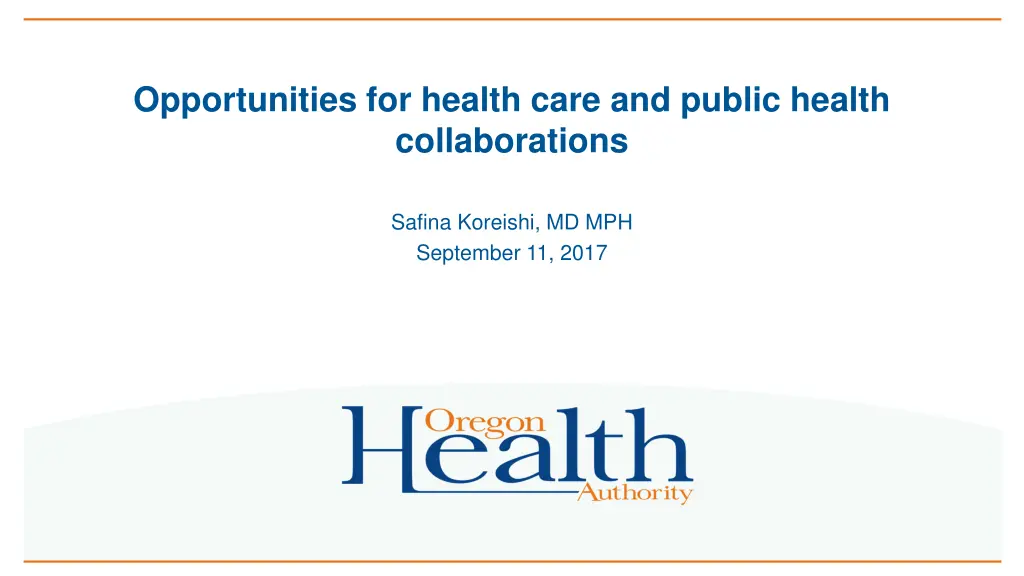opportunities for health care and public health