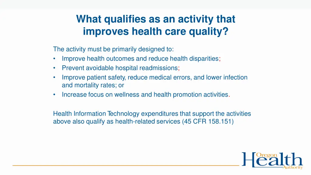 what qualifies as an activity that improves