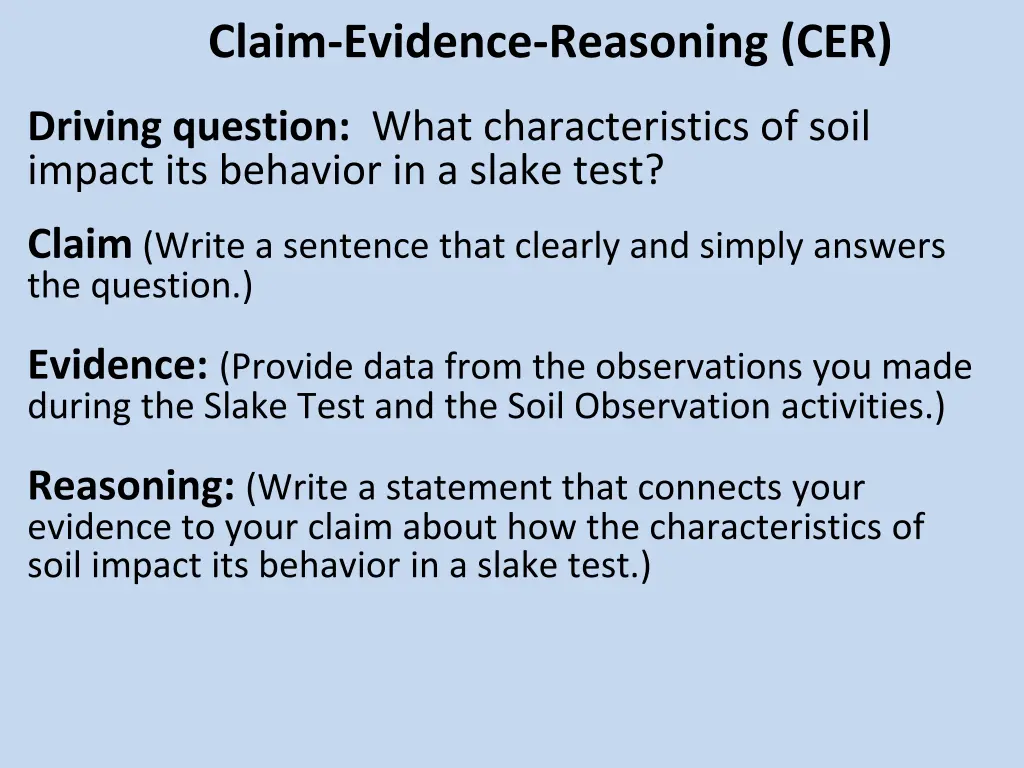 claim evidence reasoning cer
