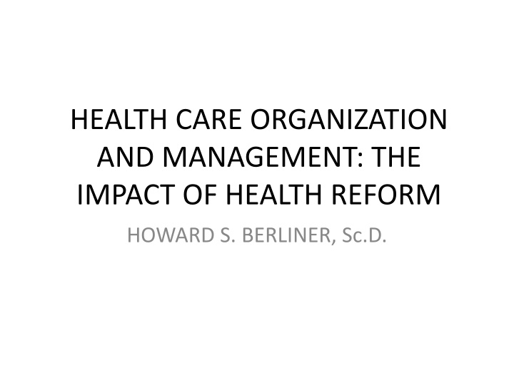health care organization and management