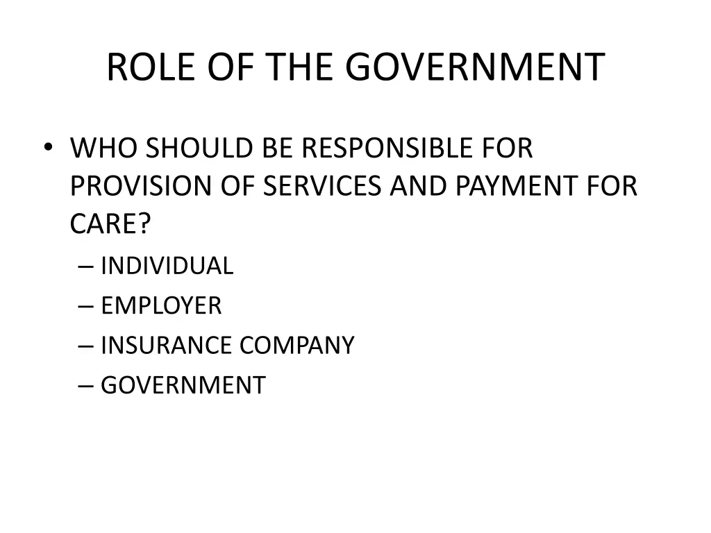 role of the government