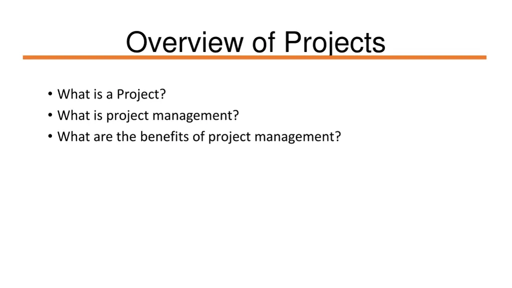 overview of projects