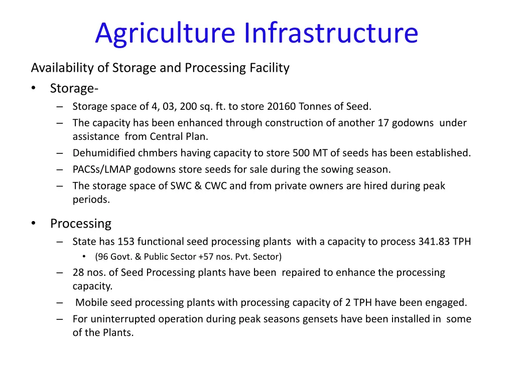 agriculture infrastructure