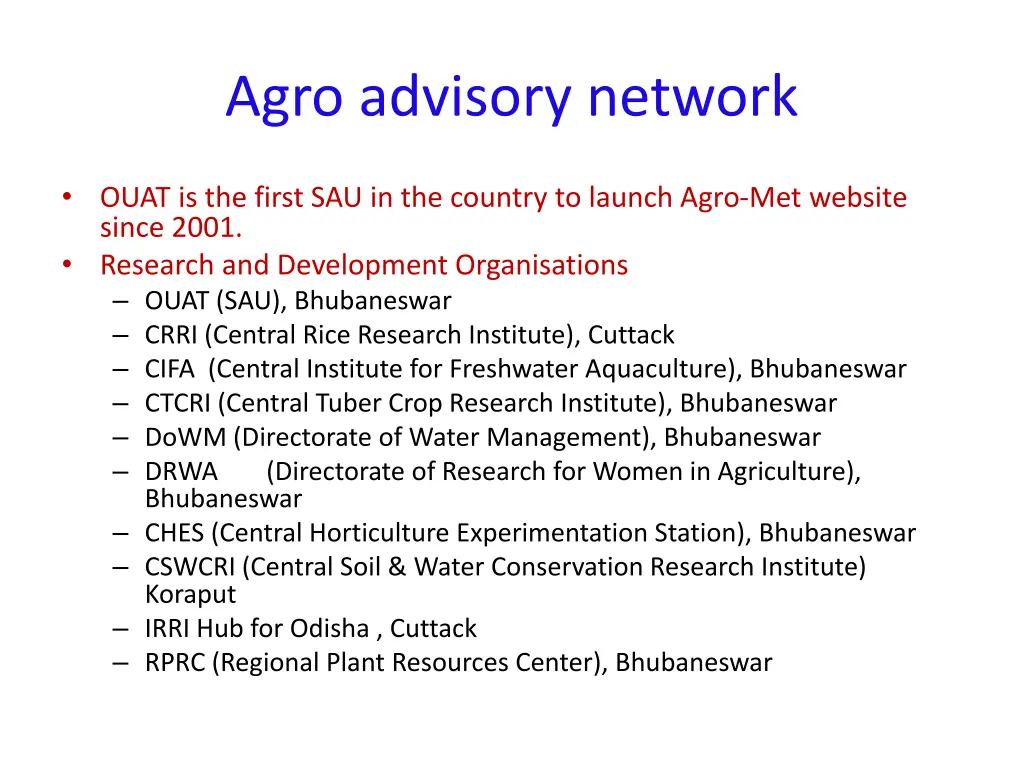 agro advisory network