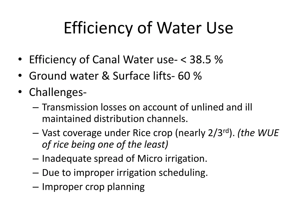 efficiency of water use
