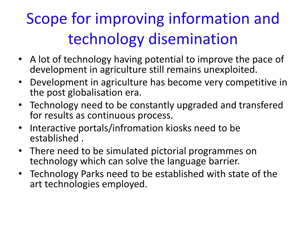 scope for improving information and technology
