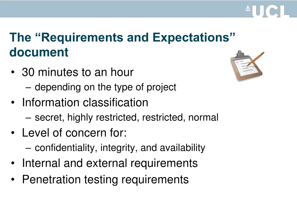 the requirements and expectations document
