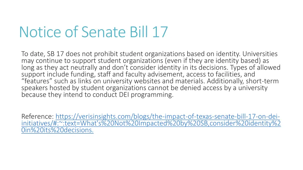 notice of senate bill 17