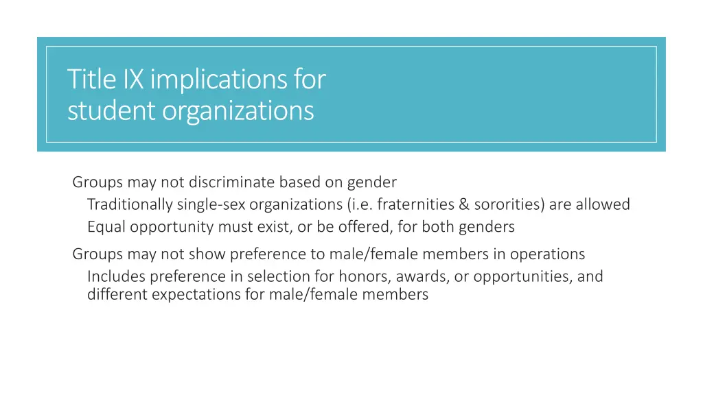 title ix implications for student organizations
