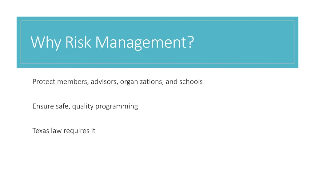 why risk management