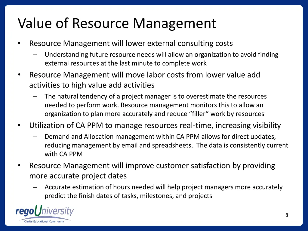 value of resource management