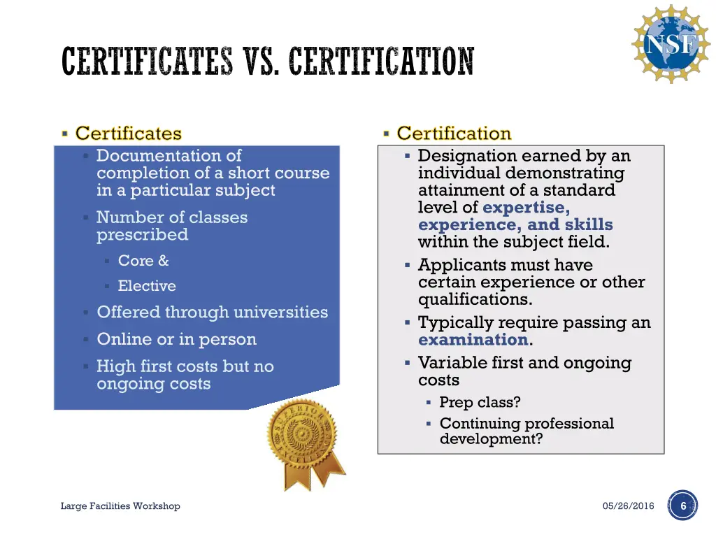 certificates vs certification