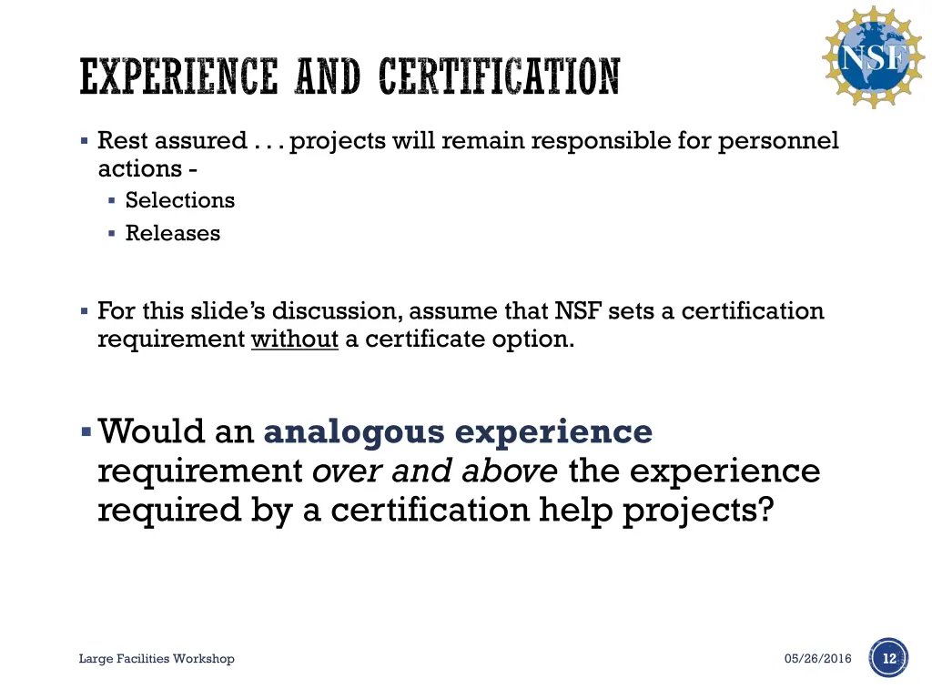 experience and certification