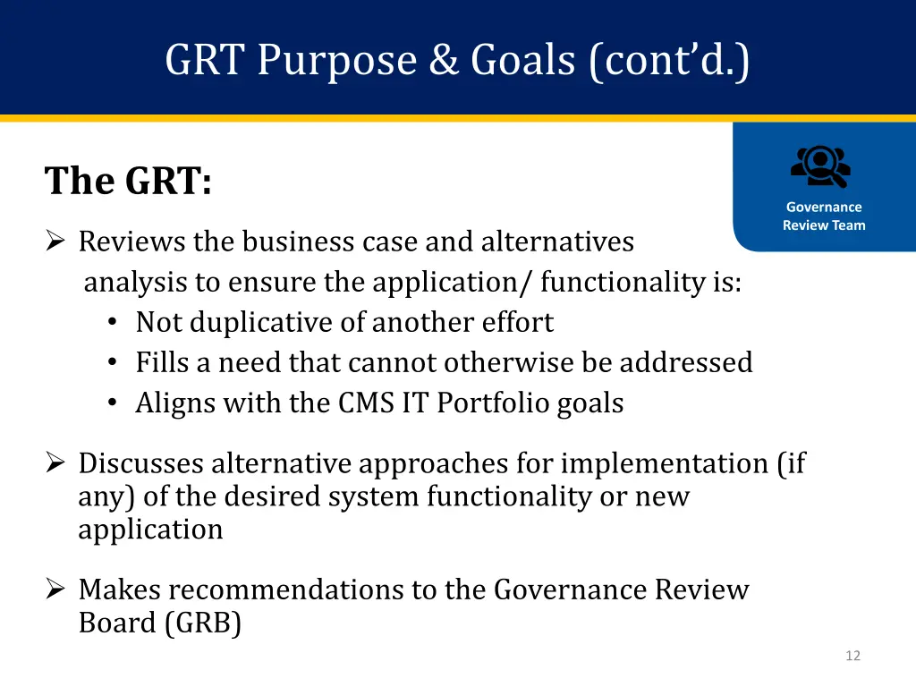 grt purpose goals cont d