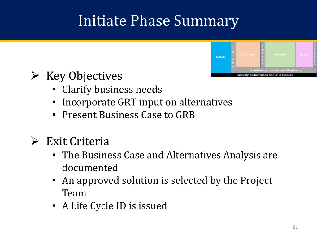 initiate phase summary