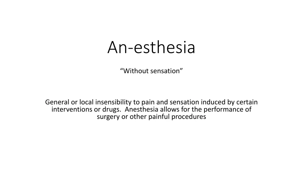 an esthesia