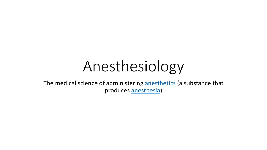 anesthesiology