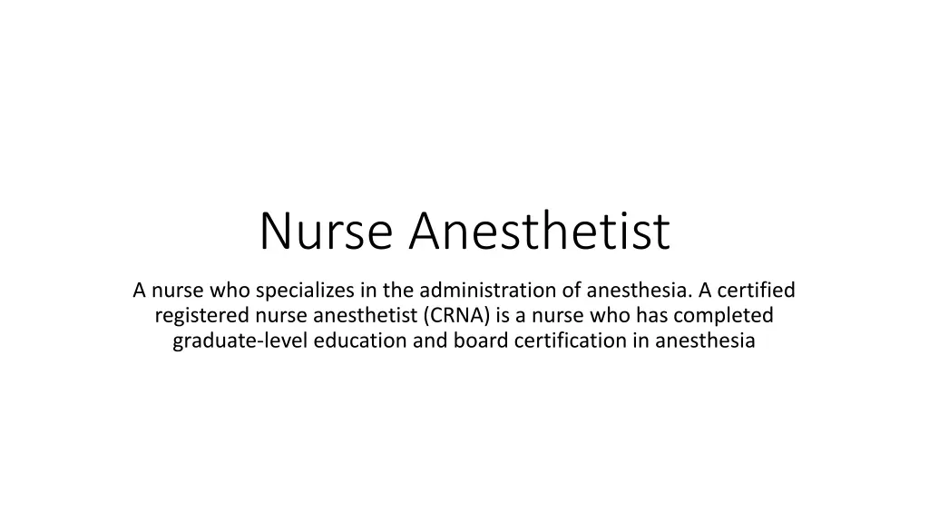 nurse anesthetist