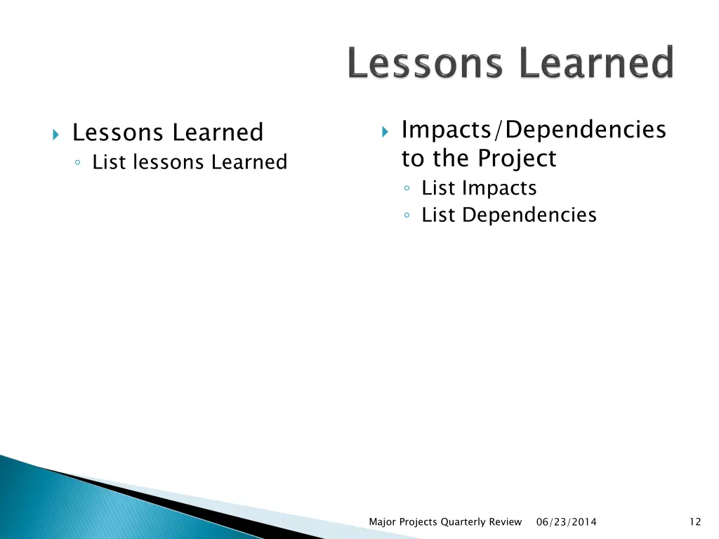 impacts dependencies to the project list impacts