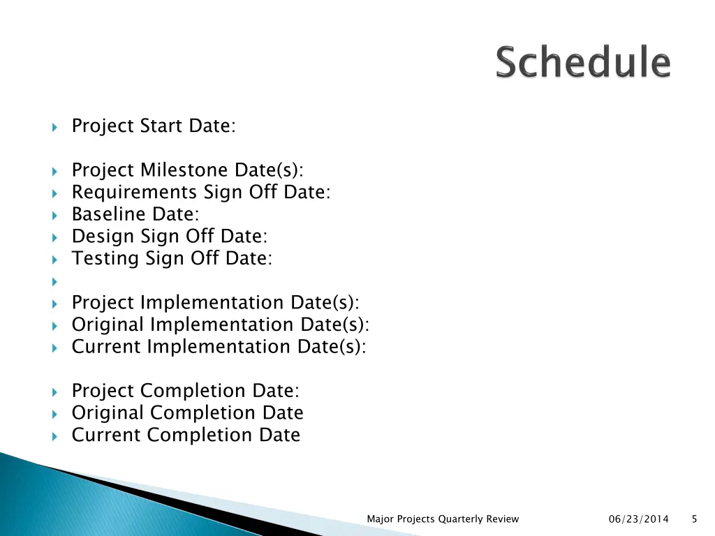 project start date