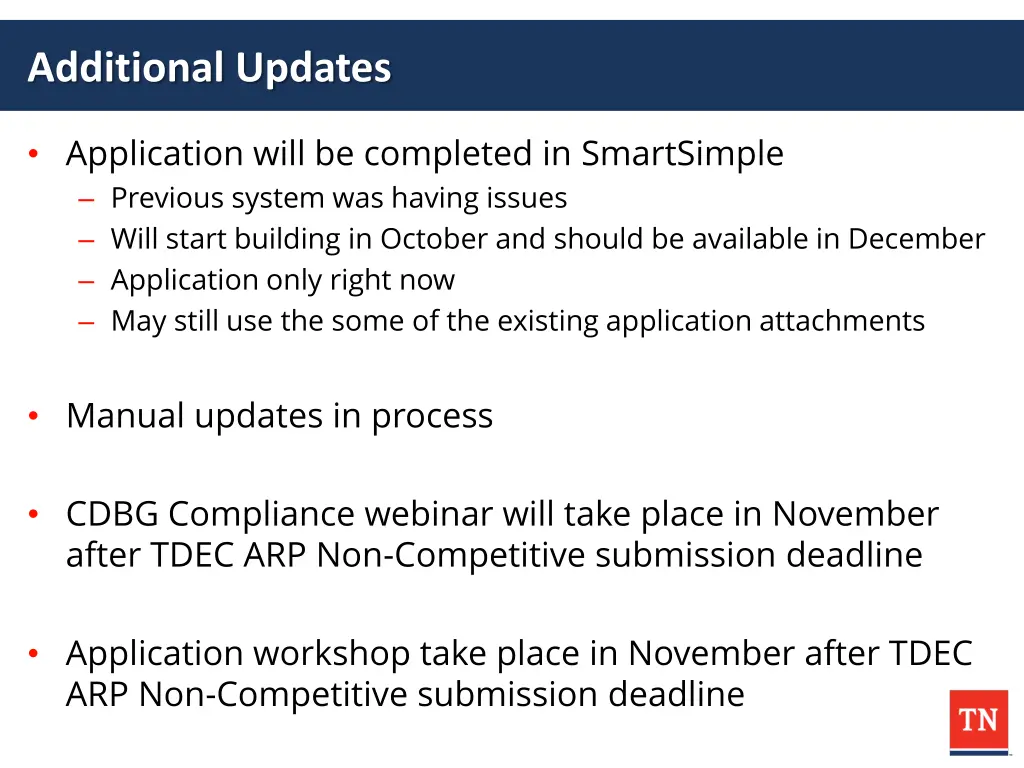 additional updates