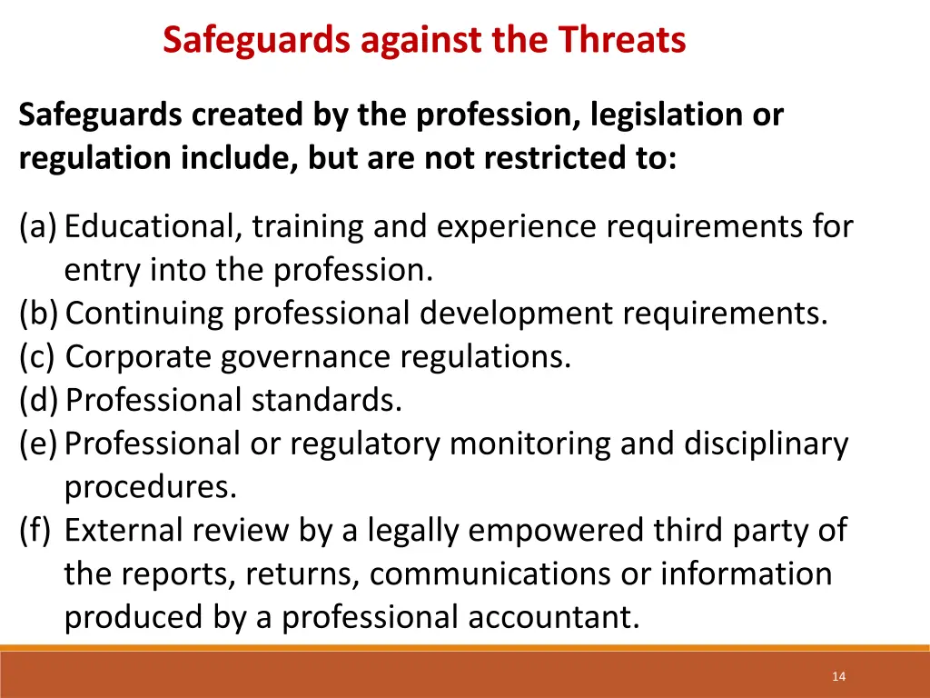 safeguards against the threats
